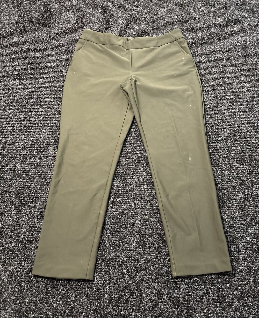 Christian Siriano Women's Green Dress Pants Straight Leg Flat Front 30" Inseam